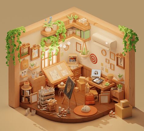 3d Isometric, Isometric Art, Isometric Design, Blender Tutorial, 3d Motion, Isometric Illustration, Miniature Rooms, Animation Tutorial, 3d Modelle