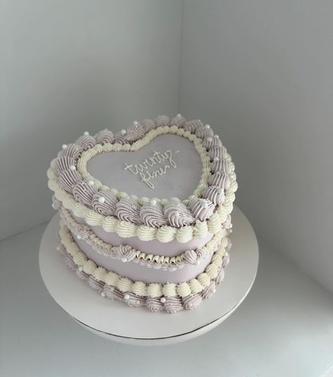 Twenty-fine 🤍💜 • • • • • • #heartcake #vintagecake #vintageheartcake #piping #smallbusiness #lambethcake #pinterest Twenty Fine Cakes, Twenty Fine, Birthday Aesthetic, Birthday Inspo, Vintage Cake, Beautiful Cakes, Piping, Cake Decorating, Cake