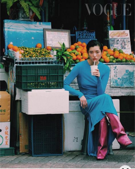 Street Fashion Photoshoot, Vogue Taiwan, Summer Editorial, Street Shoot, Nyc Photoshoot, Vogue Photoshoot, City Shoot, Vogue Editorial, Fruit Stand