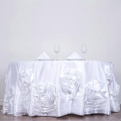 Rosette Tablecloth, Satin Tablecloth, Wedding Tablecloths, Wedding Cake Table, Bridal Table, Winter Wonderland Wedding, Satin Roses, Satin Color, Sweetheart Table