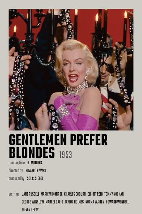 Gentleman Prefer Blondes Movie Poster, 1920s Movie Posters, Gentlemen Prefer Blondes Poster, Gentlemen Prefer Blondes Aesthetic, Marilyn Monroe Haircut, Men Prefer Blondes, Gentleman Prefer Blondes, Blonde Movie, Romcom Movies