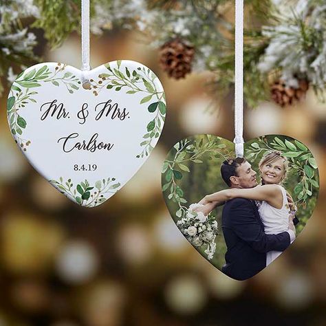 Laurels Of Love Wedding Photo Ornament Mason Jar Candle Favors, Personalized Candy Bar Wrapper, Personalized Mason Jars, Laurel Leaf, Wood Wedding Signs, Personalized Wedding Cake Toppers, Engagement Ornaments, Custom Christmas Ornaments, Wedding Ornament