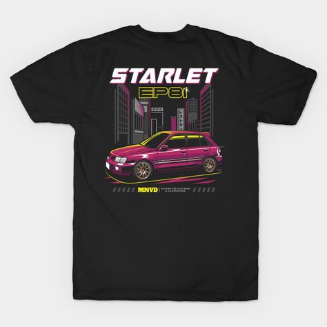 Toyota Starlet EP81 Car Illustration - Automotive Apparel - T-Shirt | TeePublic Starlet Toyota, Toyota Starlet, Automotive Apparel, Apparel Merchandising, Car Illustration, Men Boys, Porsche, Toyota, Tshirt Designs