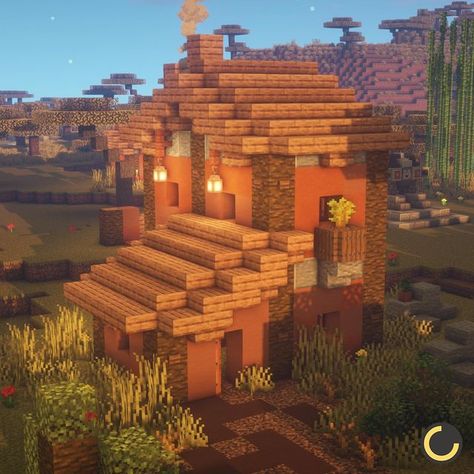 Minecraft Savanna House Ideas, Savannah Minecraft House, Savannah House Minecraft, Minecraft Savannah Build, Minecraft Savanna House, Minecraft Exterior, Mc Houses, Minecraft Concept, Minecraft Build Hacks