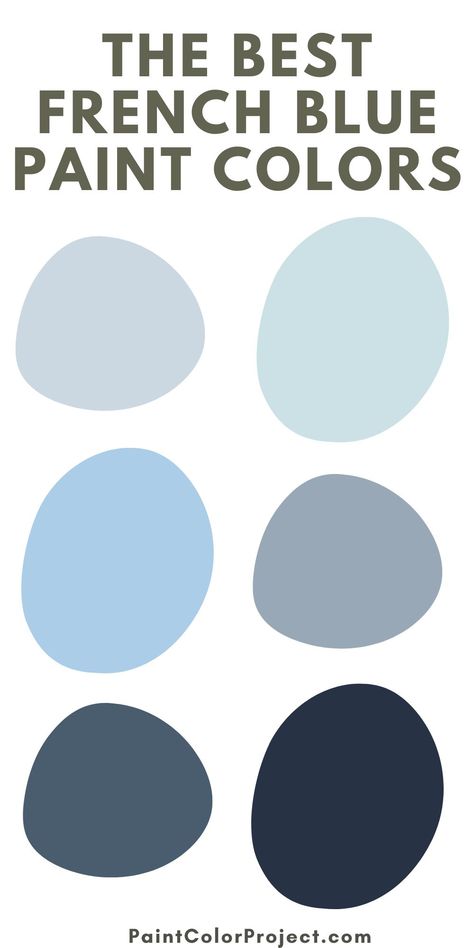 French Blue Accent Wall, Bm Breath Of Fresh Air, French Blue Palette, Williamsburg Blue Paint Color, Best French Blue Paint, Blue Heather Benjamin Moore Bedroom, Denim Wash Benjamin Moore, Bright Blue Paint Colors, Dusty Blue Paint Color