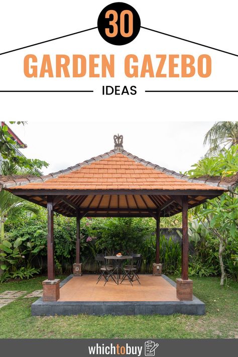 Farmhouse Gazebo Ideas, Simple Gazebo Ideas Backyard, Gazebo In Garden, Small Gazebo Ideas, Modern Gazebo Design Outdoor, Gazebo Design Outdoor, Small Gazebo Ideas Backyards, Outdoor Gazebo Ideas Backyards, Gazebo Roof Ideas