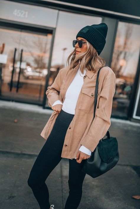 How To Style A Shacket | Cella Jane Overshirt Outfit Women, Style A Shacket, Shacket Outfit Women, Black Leggings Casual, Shacket Outfit, Leggings Outfit Casual, Cella Jane, Black Leggings Outfit, Leggings Outfits