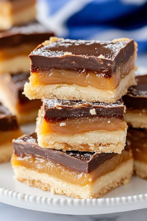 Chocolate Caramel Shortbread Bars Caramel Chocolate Shortbread Bars, Caramel Layer Bars, Caramel Shortbread Squares, Salted Caramel Chocolate Bars, Shortbread Caramel Chocolate Bars, Can’t Leave It Alone Bars, Salted Caramel Squares, 7 Layer Bars With Shortbread Crust, Salted Caramel Shortbread Bars