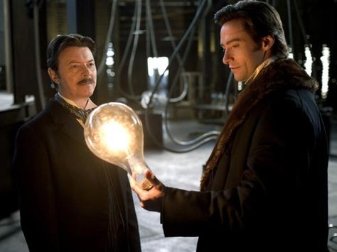 NIKOLA TESLA  - David Bowie as Nikola Tesla in The Prestige (2006). For the transgressive rock star of innovation you need... a transgressive rock star. The Prestige Movie, Cinematography Composition, Nolan Film, Top Rated Movies, Christopher Nolan, Movie Wallpapers, About Time Movie, Hugh Jackman, Action Movies