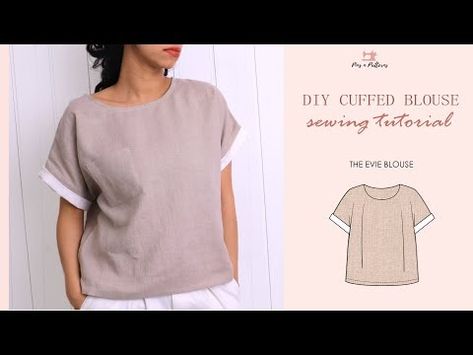 (55) DIY Easy Linen Blouse + Sewing Patterns [Beginner Sewing] - PINS N PATTERNS - YouTube Sewing Patterns Beginner, Linen Blouse Pattern, Blouse Sewing Patterns, Sewing Pins, Blouse Sewing, Diy Sewing Tutorials, Beginner Sewing, Boxy Top, Wardrobe Needs