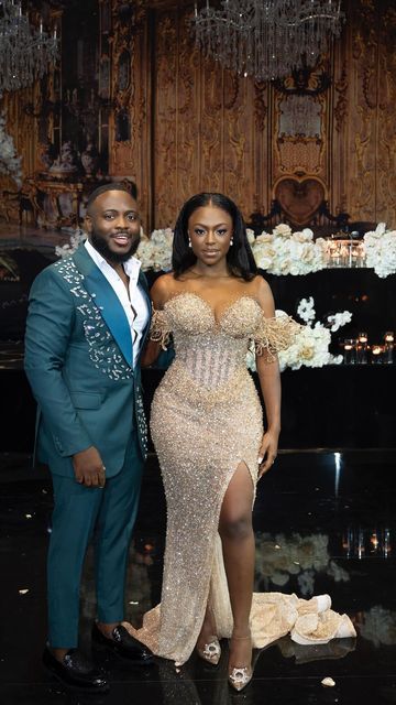 Nigerian Bride Reception Dress, Gold Wedding Reception Dress, Nigerian Reception Dress For Brides, Gold Reception Dress, Black And Gold Wedding Dress, Second Dress For Bride Reception, Lobola Dress, Wedding Reception Dress For Bride, Reception Gown For Bride