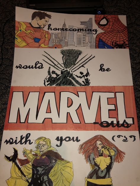 Asked my boyfriend to homecoming, here was my poster!! #homecoming #homecomingproposal #hoco #promposal #sadies Spider-man Themed Hoco Proposal, Hoco Promposal, Hoco Queen, Prom Proposals, Cute Prom Proposals, Homecoming Posters, Homecoming Court, Dance Poster, Hoco Proposals