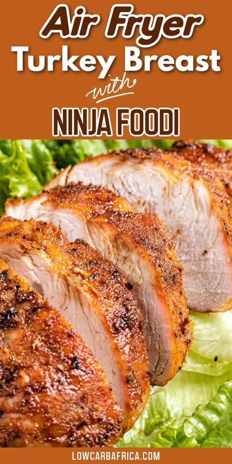 Cooking a turkey breast in air fryer is so easy! So tender and juicy inside with crispy skin outside, you will love this super easy holiday recipe! The Ninja Foodi makes it so easy to make! Turkey Breast Air Fryer Recipe, Whole Turkey Breast Recipes, Turkey Breast In Air Fryer, Turkey Breast Air Fryer, Ninja Foodi Turkey Breast, Best Turkey Breast Recipe, Ninja Foodi Turkey, Cajun Turkey Breast, Air Fryer Turkey Recipes