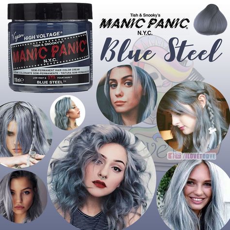 Manic Panic Blue Steel, Manic Panic Blue, Manic Panic, Blue Steel, Hair Makeup, Dreadlocks, Makeup, Hair, Blue