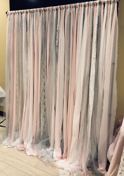 #wedding #shower #bridal #backdrop #photography #pink #glitter #sparkle #tulle #fabric #diy Sheer Backdrop, Tulle Photo Backdrop, Tule Backdrop, Spring Party Tulle Fabric, Pink Tulle Backdrop, Pink Tulle Fabric For Wedding, Tulle Backdrop, Ribbon Backdrop, Ribbon Wall