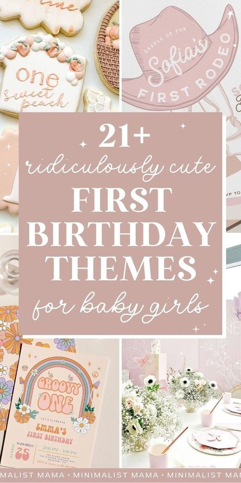 Planning your baby girl's 1st birthday and on the hunt for cute baby first birthday themes? I'm a professional parties writer and *these* are my fav 1st birthday themes girl edition in 2024 - including tons of super cute tips and 1 year birthday party ideas! Celebrating first birthdays is something so precious - and I truly hope these first birthday party themes inspire you! (Pin to your 1st birthday girl party ideas board!) 1 Bday Decoration, 1st Year Birthday Theme, One Year Bday Themes, June First Birthday Girl, Wonderful 1st Birthday Theme, First Birthday Themes For Baby Girl, 1 St Birthday Themes Girl, 1sr Birthday Party Themes Girl, First Birthday Girl Ideas Themes