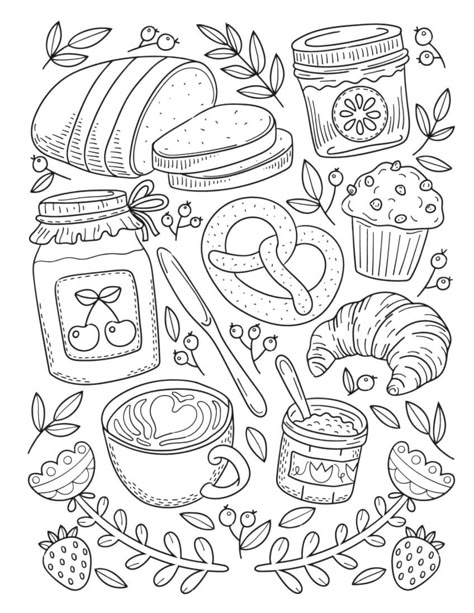 Baking Coloring Pages, Food Coloring Pages, Colouring Sheets, Detailed Coloring Pages, صفحات التلوين, Ipad Drawings, Image Swag, Cool Coloring Pages, Coloring Pages To Print