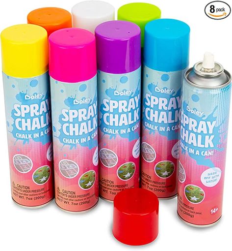 Amazon.com: Boley Spray Chalk Paint - 8 Pk Washable Sidewalk Chalk Spray Paint Cans for Kids Ages 8 and Up : Toys & Games Spray Chalk Paint, Spray Chalk, Chalk Spray Paint, Sidewalk Paint, Candy Decorations Diy, Chameleon Color, Spray Paint Cans, Neon Painting, Color Spray