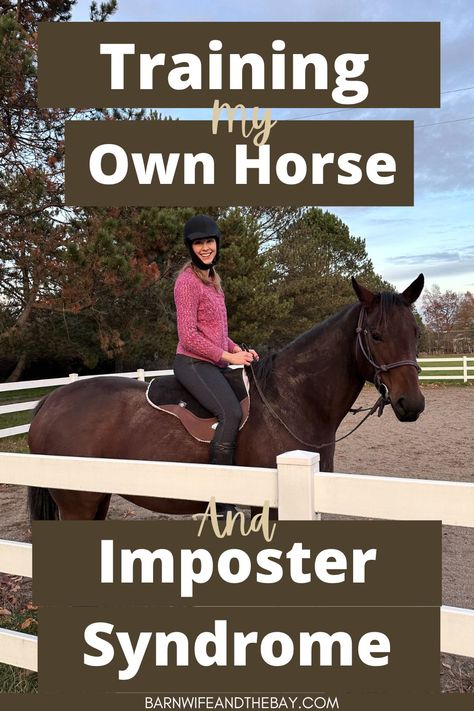 woman on a horse. Text reads "Training my own horse and imposter syndrome" Breaking A Horse, Horse Training Ground Work, Natural Horsemanship Training, Horse Training Exercises, Horse Ownership, Riding School, Natural Horsemanship, Horse Training Tips, Imposter Syndrome