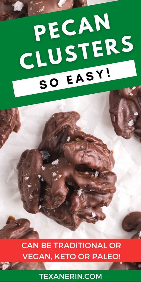 Keto Chocolate Pecan Clusters, Chocolate Pecan Candy Recipes, Chocolate Pecan Clusters Easy, Keto Pecan Clusters, Chocolate Pecan Clusters Candy Recipes, Pecan Chocolate Clusters, Chocolate Pecan Turtle Clusters Recipe, Pecan Clusters Easy, Chocolate Pecans Recipe