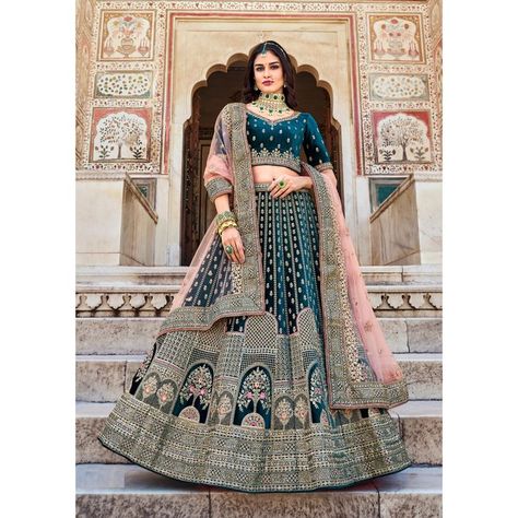 Blue Bridal Lehenga, Velvet Choli, Velvet Lehenga Choli, Raya Dress, Eid Dress, Velvet Lehenga, Indian Skirt, Black Lehenga, Velvet Blouse