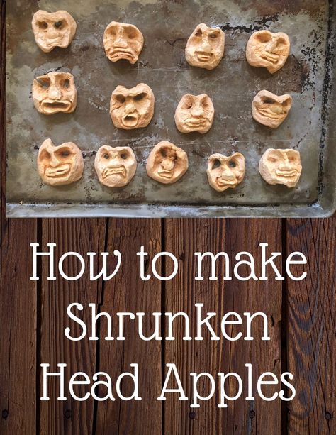 Shrunken Head Apple Punch, Apple Shrunken Heads How To Make, Halloween Shrunken Apple Heads, Shrunken Apple Heads How To Make, Halloween Shrunken Heads, How To Make Shrunken Heads, Shrunken Potato Heads, Shrunken Head Punch, Apple Monster Mouth