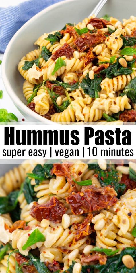 Hummus Pasta, Dinner Quick, Pastas Recipes, Favorite Pasta Recipes, Easy Pasta Dishes, Vegan Pasta Recipes, Dinner Healthy, Dinner Easy, Vegan Pasta