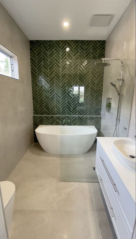 jade green bathroom / wet room Ensuite Green Tiles, Partly Tiled Bathroom, Green Tile Ensuite, Whole Tiled Bathroom, Large Tiled Bathrooms, Green Tile Wet Room, Green Country Bathroom, Green Tile Feature Wall Bathroom, Jade Green Bathroom Ideas