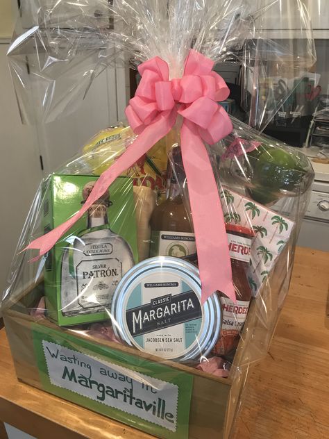 Paloma Gift Basket, Margarita Auction Basket Ideas, Mexican Raffle Basket Ideas, Margarita Gift Basket Ideas Diy, Patron Gift Basket Ideas, Margarita Themed Gift Basket, Margarita Basket Ideas Gift, Margarita Gift Ideas, Margarita Basket Ideas