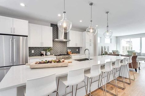 Kitchen Island Size Guidelines - Designing Idea Gray Tile Kitchen, Tile Kitchen Island, Kitchen Island And Table Combo, Kitchen Island Designs With Seating, Island Height, Kitchen Island Height, Kitchen Island Size, Kitchen With Long Island, Bighit Entertainment