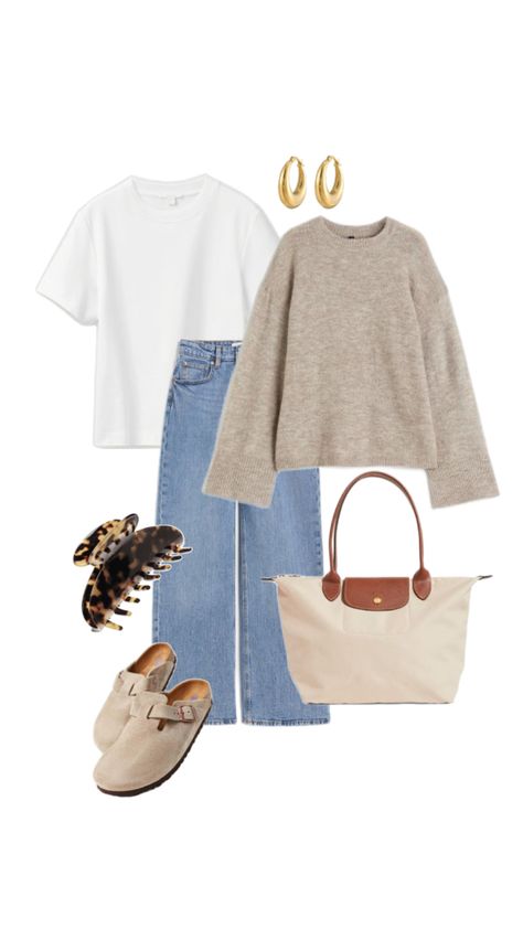 Fall San Diego Outfits, San Diego Fall Outfits, Clean Outfit Aesthetic, San Diego Aesthetic Outfits, Late Fall Outfits, Uni Outfits Uk, Light Denim Outfit, Outfits With Clogs, Outfits For Uni