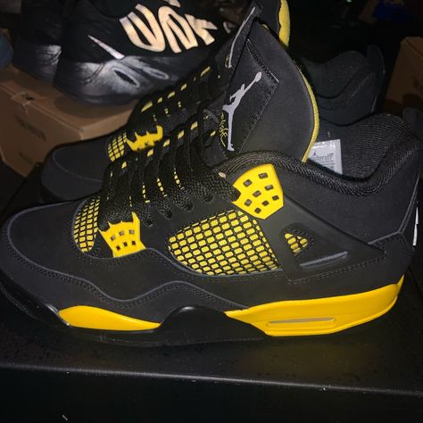 Air Jordan 4 Retro ‘Yellow Thunder 2023’ Used Like New Worn Twice/2 For Sale Price Is Negotiable. Size 8.5 Us Men Authentic Jordan 4 Thunder, Zapatillas Nike Jordan, Cute Jordans, The Slim Shady, Nike Shoes Women Fashion, Pretty Sneakers, Shoes For School, Nike Fashion Shoes, Dr Shoes