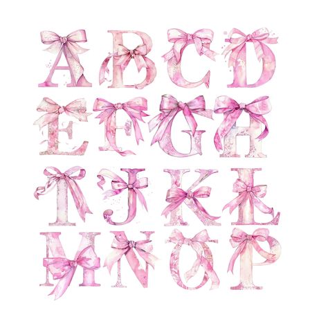 Pink Letters Aesthetic, Coquette Alphabet, Coquette Lettering, Graphic Letters Alphabet, Y Letter Wallpaper, Alfabet Aesthetic, Coquette Fonts, Coquette Illustration, Pink Christian Aesthetic