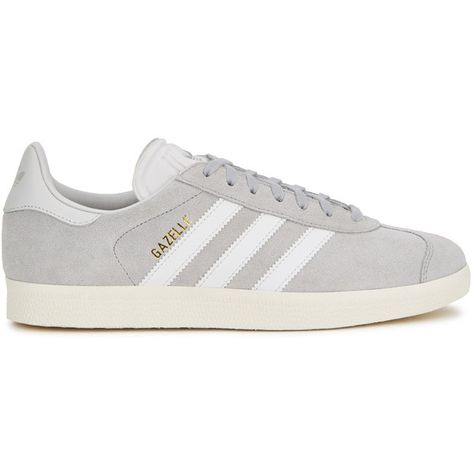 Adidas Gazelle Grey, College Things, Adidas Shoes Originals, Adidas Originals Gazelle, Striped Shoes, Round Toe Sneakers, Suede Trainers, Round Toe Shoes, Lace Sneakers