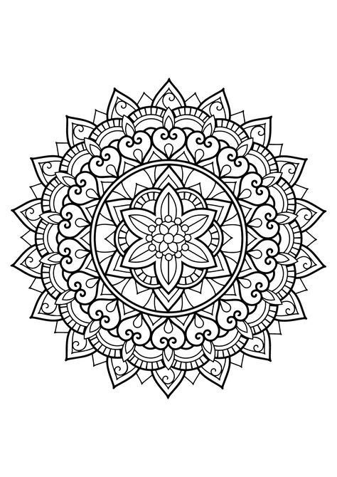 Here are Difficult Mandalas Coloring pages for adults to print for free.   Mandala  is a Sanskrit word which means a circle, and metaphorically a universe, environment or community.   For centuries, in many cultures (eg Tibet), the Mandala is used as a tool to facilitate meditation. Those suggested here are of various styles and levels of difficulty, ranging from complex to complex !   NEW: Discover our new website 100% Free Mandalas to print and color (for children and adults) : www.free-man... Mandala Disney, Mandalas Coloring Pages, Mandala Colouring Pages, Foto Portrait, Mandalas Painting, Pattern Coloring Pages, Mandalas Drawing, Mandala Coloring Books, Printable Adult Coloring Pages