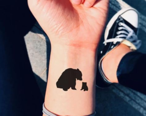 15+ Small Bear Tattoo Designs and Ideas Bear Finger Tattoo, 3 Bears Tattoo, Bear Claw Tattoo Women, Mama And Baby Bear Tattoo, Mama Bear Baby Bear Tattoo, Bear Paw Tattoos For Women, Small Bear Tattoos For Women, Mamma Bear Tattoo, Mama Bear Tattoo Mothers