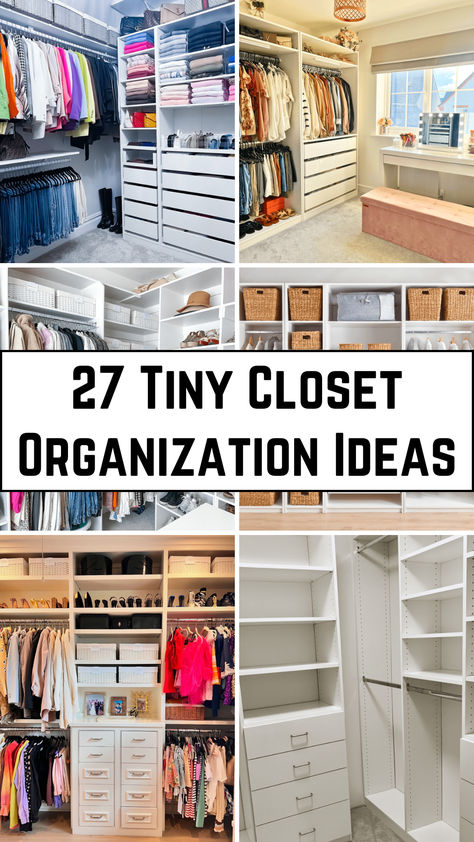 A compact closet with neatly arranged shelves, multi-level hangers, storage bins, and folded clothes stacked efficiently. Ideas For Closet Space, Cool Small Closet Ideas, Small Closet Shelving Ideas Diy, Closet Shelf Ideas Organizing, Closet Organization Small Bedroom, Small Space Clothes Storage Ideas, Storage Closet Remodel, Small Narrow Closet Organization, Maximum Closet Storage