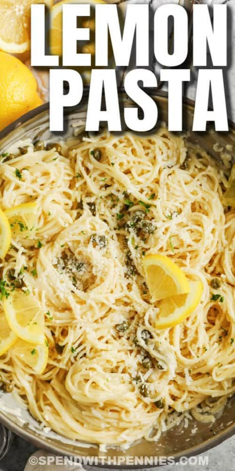 Dress this lemon pasta up with basil, or serve it as-is for a simple snack or side dish. Everyone will be sure to enjoy the creamy garlic & butter sauce. #spendwithpennies #lemonpasta #entree #sidedish #recipe #sauce #recipes #cream #butter #garlic Creamy Lemon Pasta, Recipe Sauce, Quick Pasta Dishes, Lemon Garlic Pasta, Garlic Cream Sauce, Quick Pasta, Chicken Spinach, Cream Butter, Like Chicken