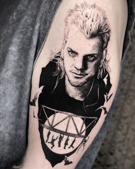 Lost Boys Tattoo, Vampire Tattoos, Boys Tattoo, Fandom Tattoos, Vampire Tattoo, Horror Tattoos, Horror Movie Tattoos, Shin Tattoo, Hp Tattoo