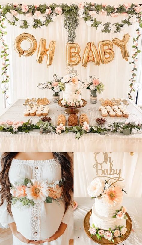 Charming Shabby Chic Baby Shower Ideas – Vintage Inspired – Baby Shower Ideas 4U Boho Chic Gender Reveal Party, Boho Floral Baby Shower Ideas, Baby In Bloom Decorations, Spring Baby Shower Themes Girl, Boho Chic Baby Shower Girl, Baby In Bloom Shower Decorations, Bloom Baby Shower Ideas, Baby In Bloom Baby Shower Theme, Country Chic Baby Shower