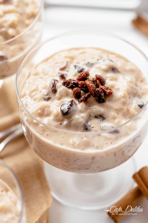 Easy Cinnamon Raisin Rice Pudding Raisin Rice Pudding, Spanish Style Rice, Raisin Rice, Best Rice Pudding Recipe, Easy Rice Pudding, Old Fashioned Rice Pudding, حلويات عربية, Rice Pudding Recipes, Creamy Rice Pudding