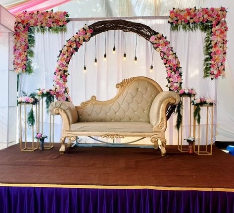 Beautiful Stage Decor🌸 . 📞9762433813 . #eventplanner #weddingdecor #instagram #punecity #reels Wedding Hall Decorations Simple, Engagement Decorations Indian, Indian Wedding Decor Ideas, Engagement Stage Decoration, Engagement Decoration, Reception Stage, Reception Stage Decor, Simple Stage Decorations, Hall Decoration