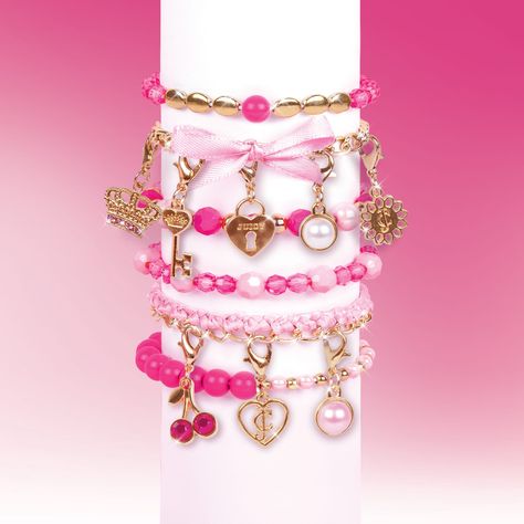 Find the Juicy Couture Make it Real™ Perfectly Pink Bracelet Kit at Michaels. Indulge your creative side by mixing and matching the embellishments included in this pink bracelet kit. Indulge your creative side by mixing and matching the embellishments included in this pink bracelet kit. It contains everything you'll need to design a variety of stylish looks. Details: 185 pieces Requires scissors, adhesive tape, craft glue or clear nail polish Makes 8 bracelets For ages 8 and upContents: 8 Juicy Bracelets Kit, Pink Bracelets, Juicy Couture Bracelet, Mushroom Jewelry, Bracelet Kit, Clear Nail, Juicy Couture Charms, Juicy Couture Jewelry, Puffy Stickers