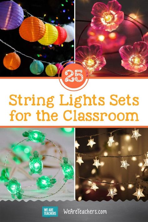 The Best Classroom String Lights Sets You Can Buy on Amazon Using Lights In Classroom, Classroom Lights Ceilings, Fun Classroom Lighting, Classroom Alternative Lighting, Classroom Twinkle Lights, Classroom Ceiling Lights, Lights In Classroom Hanging, Twinkle Lights In Classroom, Fairy Lights Classroom Decor