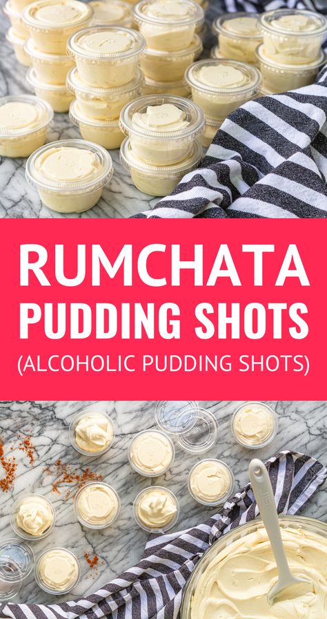 Pudding Shots Recipes Alcohol, Salted Caramel Whiskey Pudding Shots, Vanilla Pudding Shots Recipes, Frozen Pudding Shots, Superman Pudding Shots, Alcohol Food Recipes, New Year’s Eve Pudding Shots, Ice Cream Shots, Rumchata Shots Recipes