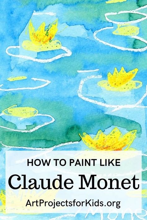 Monet Craft For Preschool, Monet Inspired Art For Preschool, Diy Monet Painting, Claude Monet For Kids Art Lessons, Monet For Kids Craft, Monet Projects For Middle School, Claude Monet Impressionism, Monet Preschool Art, Claude Monet Preschool Art