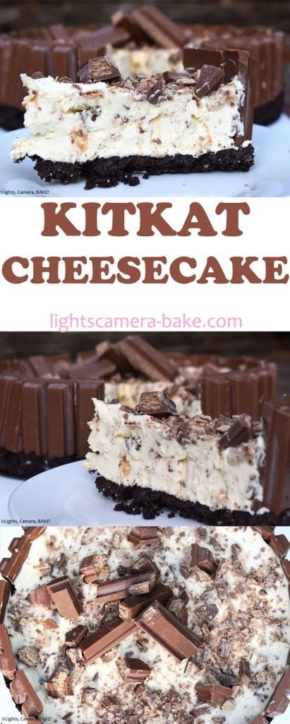 Homemade Cakes Recipes Easy, No Bake Kitkat Cheesecake, Birthday Cake Cheesecake Recipes, Kit Kat Desserts, Kitkat Cheesecake Recipes, Kit Kat Cheesecake Recipes, Cheesecake Types, Kitkat Cheesecake, Christmas Cheesecakes