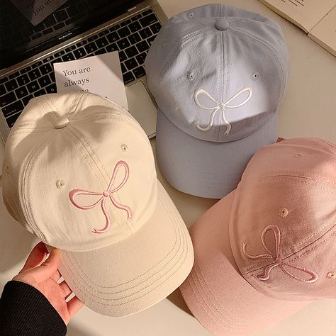 Y2K Bow Baseball Cap South Korean Girls Sweet Cute Wind Romantic Pink Hat With Soft Cap Sub Tide Bow Embroidery, Embroidery Hat, Denim Baseball Cap, Pink Denim, Hat Embroidery, Girls Sweet, Inspiration Fashion, Summer Fits, Bottle Bag