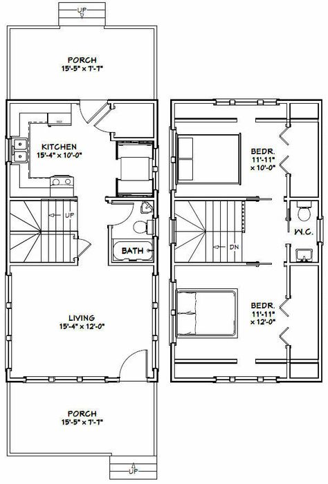 16X30 HOUSE -- 2 Bedroom -- PDF Floor Plan -- 878 sq ft -- Model 8K - $29.99 | PicClick Kitchen Ideas Layout Floor Plans, Closet In Kitchen, 3 Room House Plan, Narrow Homes, Kitchen Ideas Layout, Small Kitchen Ideas Layout, Granny Flat Plans, Flat Plan, Dining Booth