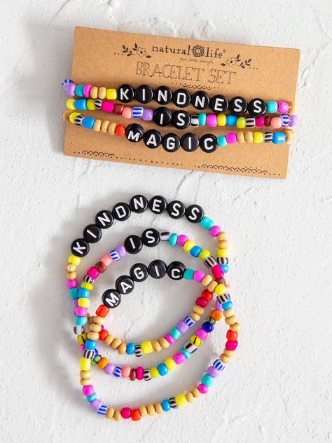 Mantra Bracelet Set - Kindness Is Magic-view 1 Kindness Is Magic, Rolling Tote Bag, Affirmation Bracelets, Boho Womens Clothing, Mantra Bracelet, Hair Accessories Boho, Bubble Necklaces, Boho Accessories, Symbol Design